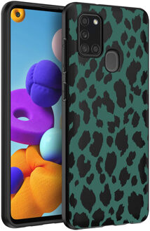 Design voor de Samsung Galaxy A21s hoesje - Luipaard - Groen / Zwart