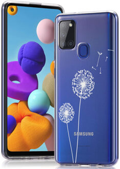 Design voor de Samsung Galaxy A21s hoesje - Paardenbloem - Wit