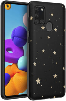 Design voor de Samsung Galaxy A21s hoesje - Sterren - Zwart / Goud