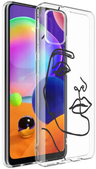 Design voor de Samsung Galaxy A31 hoesje - Abstract Gezicht - Zwart