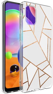 Design voor de Samsung Galaxy A31 hoesje - Grafisch Koper - Wit / Goud