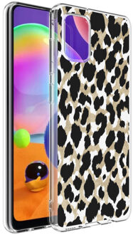 Design voor de Samsung Galaxy A31 hoesje - Luipaard - Goud / Zwart
