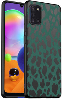 Design voor de Samsung Galaxy A31 hoesje - Luipaard - Groen / Zwart