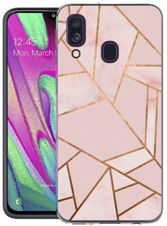 Design voor de Samsung Galaxy A40 hoesje - Grafisch Koper - Roze / Goud