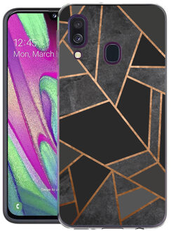 Design voor de Samsung Galaxy A40 hoesje - Grafisch Koper - Zwart / Goud