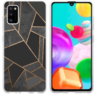 Design voor de Samsung Galaxy A41 hoesje - Grafisch Koper - Zwart / Goud