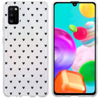 Design voor de Samsung Galaxy A41 hoesje - Hartjes - Zwart