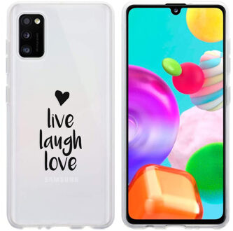 Design voor de Samsung Galaxy A41 hoesje - Live Laugh Love - Zwart