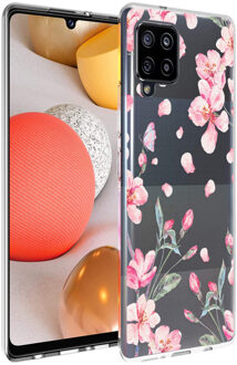 Design voor de Samsung Galaxy A42 hoesje - Bloem - Roze