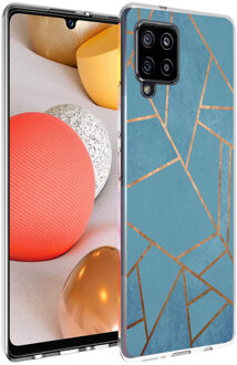 Design voor de Samsung Galaxy A42 hoesje - Grafisch Koper - Blauw / Goud