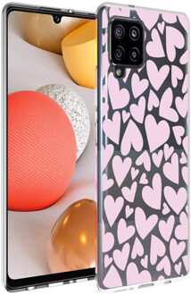 Design voor de Samsung Galaxy A42 hoesje - Hartjes - Roze