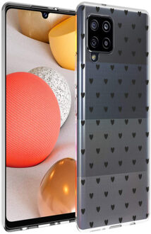 Design voor de Samsung Galaxy A42 hoesje - Hartjes - Zwart