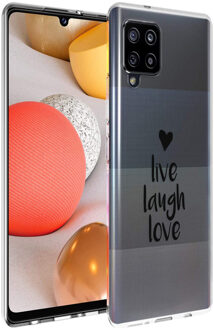 Design voor de Samsung Galaxy A42 hoesje - Live Laugh Love - Zwart