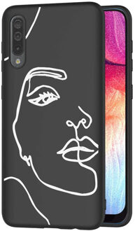 Design voor de Samsung Galaxy A50 / A30s hoesje - Abstract Gezicht - Wit / Zwart