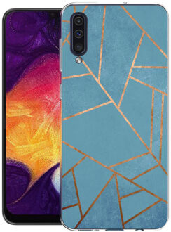 Design voor de Samsung Galaxy A50 / A30s hoesje - Grafisch Koper - Blauw / Goud