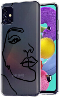 Design voor de Samsung Galaxy A51 hoesje - Abstract Gezicht - Zwart