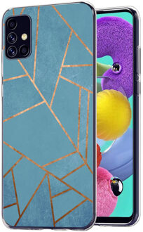 Design voor de Samsung Galaxy A51 hoesje - Grafisch Koper - Blauw / Goud