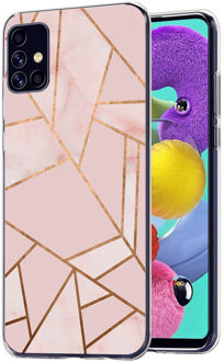 Design voor de Samsung Galaxy A51 hoesje - Grafisch Koper - Roze / Goud