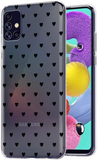 Design voor de Samsung Galaxy A51 hoesje - Hartjes - Zwart