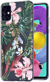Design voor de Samsung Galaxy A51 hoesje - Jungle - Groen / Roze