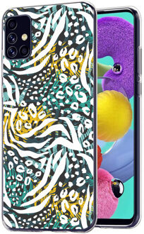 Design voor de Samsung Galaxy A51 hoesje - Jungle - Wit / Zwart / Groen