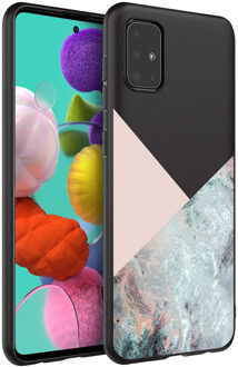 Design voor de Samsung Galaxy A51 hoesje - Marmer - Roze / Zwart