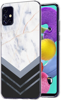 Design voor de Samsung Galaxy A51 hoesje - Marmer - Wit / Zwart