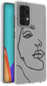 Design voor de Samsung Galaxy A52 (5G) / A52 (4G) hoesje - Abstract Gezicht - Zwart