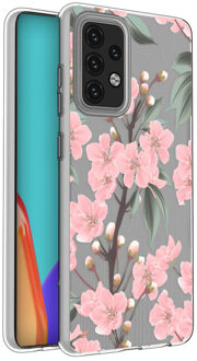 Design voor de Samsung Galaxy A52 (5G) / A52 (4G) hoesje - Bloem - Roze / Groen