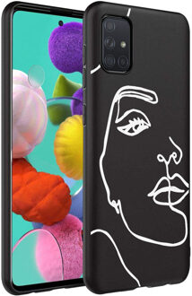 Design voor de Samsung Galaxy A71 hoesje - Abstract Gezicht - Wit / Zwart