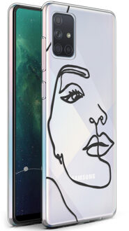 Design voor de Samsung Galaxy A71 hoesje - Abstract Gezicht - Zwart