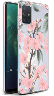 Design voor de Samsung Galaxy A71 hoesje - Bloem - Roze / Groen