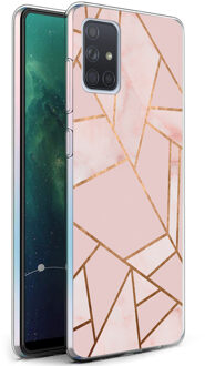 Design voor de Samsung Galaxy A71 hoesje - Grafisch Koper - Roze / Goud