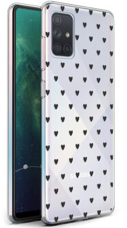 Design voor de Samsung Galaxy A71 hoesje - Hartjes - Zwart