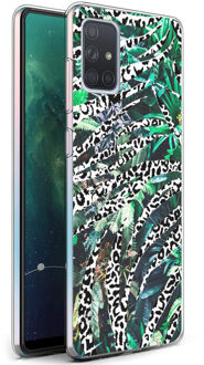 Design voor de Samsung Galaxy A71 hoesje - Jungle - Wit / Zwart / Groen