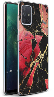 Design voor de Samsung Galaxy A71 hoesje - Marmer - Gebroken Rood