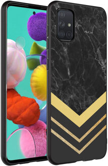 Design voor de Samsung Galaxy A71 hoesje - Marmer - Goud / Zwart