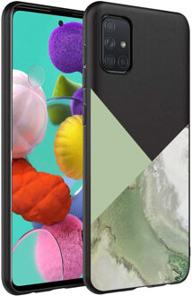 Design voor de Samsung Galaxy A71 hoesje - Marmer - Groen / Zwart