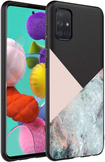 Design voor de Samsung Galaxy A71 hoesje - Marmer - Roze / Zwart