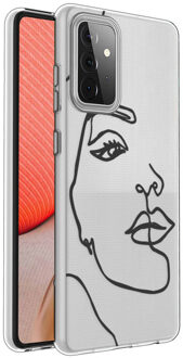 Design voor de Samsung Galaxy A72 hoesje - Abstract Gezicht - Zwart