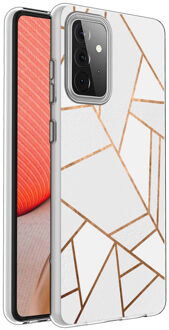 Design voor de Samsung Galaxy A72 hoesje - Grafisch Koper - Wit / Goud