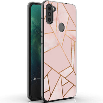 Design voor de Samsung Galaxy M11 / A11 hoesje - Grafisch Koper - Roze / Goud