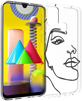 Design voor de Samsung Galaxy M31 hoesje - Abstract Gezicht - Zwart