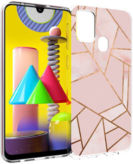 Design voor de Samsung Galaxy M31 hoesje - Grafisch Koper - Roze / Goud