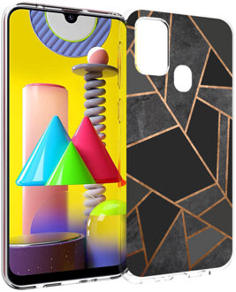 Design voor de Samsung Galaxy M31 hoesje - Grafisch Koper - Zwart / Goud