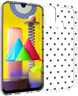 Design voor de Samsung Galaxy M31 hoesje - Hartjes - Zwart