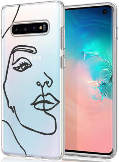 Design voor de Samsung Galaxy S10 hoesje - Abstract Gezicht - Zwart