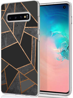 Design voor de Samsung Galaxy S10 hoesje - Grafisch Koper - Zwart / Goud