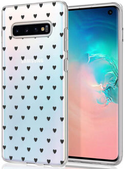 Design voor de Samsung Galaxy S10 hoesje - Hartjes - Zwart