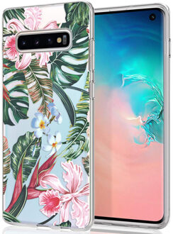 Design voor de Samsung Galaxy S10 hoesje - Jungle - Groen / Roze